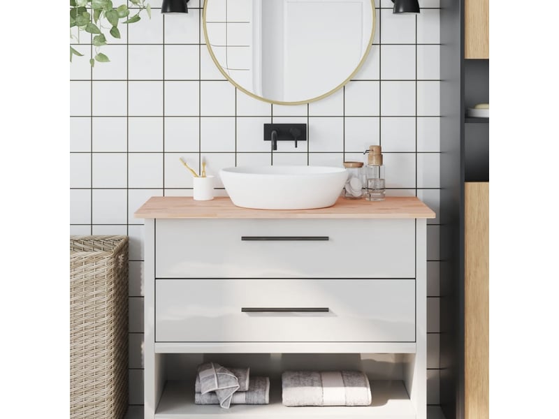  Comptoir de salle de bain, plan de travail 100x60x1,5 cm bois massif de hêtre cf65709  - Conforama B