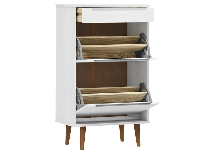  Meuble à chaussure, armoire à chaussures molde blanc 59,5x35x103 cm bois de pin  - Conforama E
