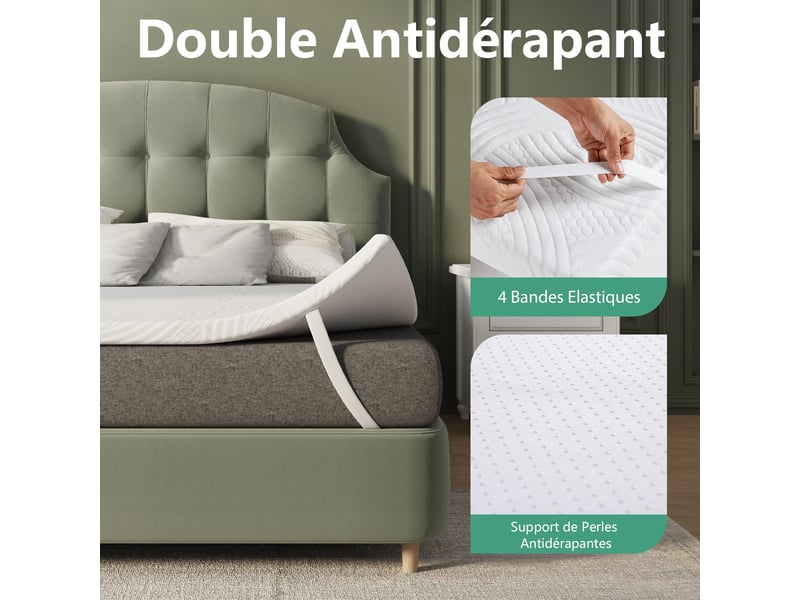  Avenco surmatelas - mousse respirante et tissu en fibre de bambou - housse lavable et dessous antidérapant - 7 cm - 180 x 200 cm  - Conforama D
