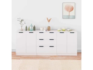 Buffets 3 pcs - bahut - meuble de rangement blanc bois d'ingénierie