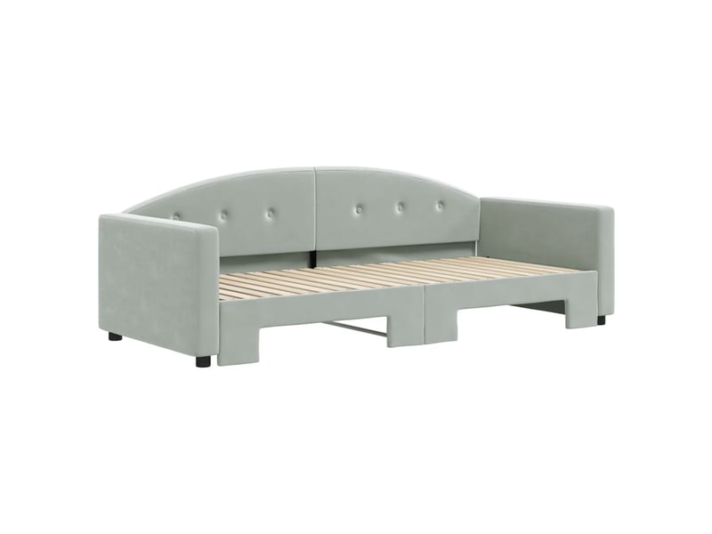  Lit simple- lit adulte -  lit de jour avec lit gigogne gris clair 90x190 cm velours  - Conforama B