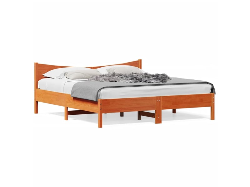  Lit double- lit adulte -  cadre de lit sans matelas  marron 180x200cm bois pin massif  - Conforama A