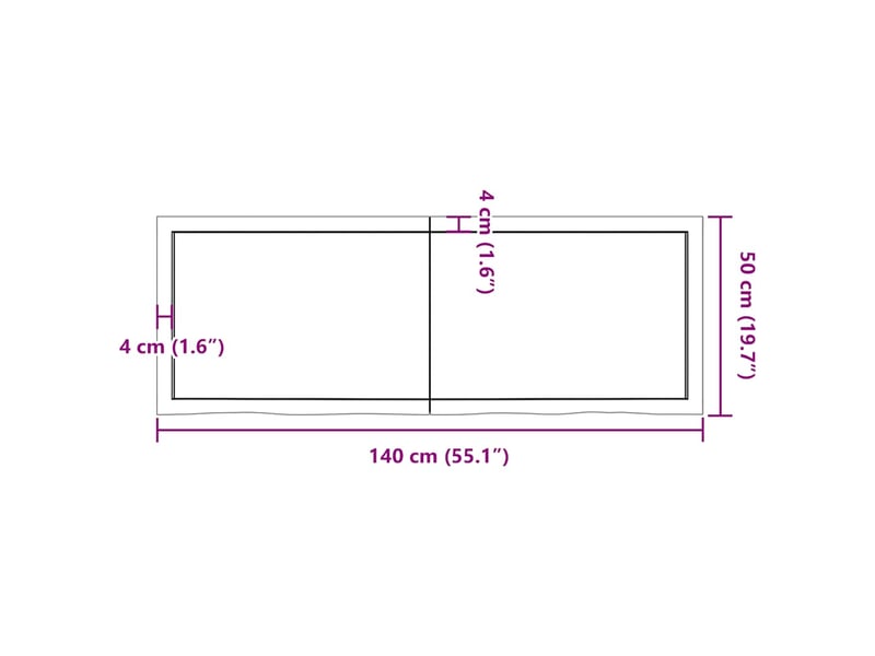  Comptoir de salle de bain, plan de travail marron 140x50x(2-4) cm bois traité cf65793  - Conforama E
