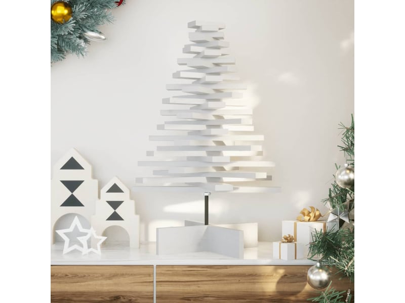  Arbre de noël, sapin de noël en bois pour décoration blanc 80 cm pin massif  - Conforama B