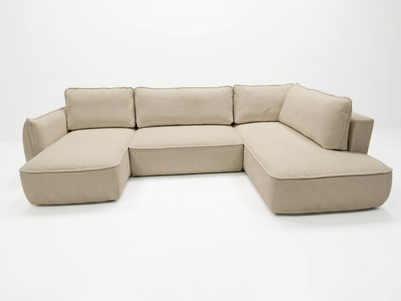  Bobochic canapé d'angle panoramique convertible esmee tissu chenille beige  angle gauche ESMEE - Conforama A