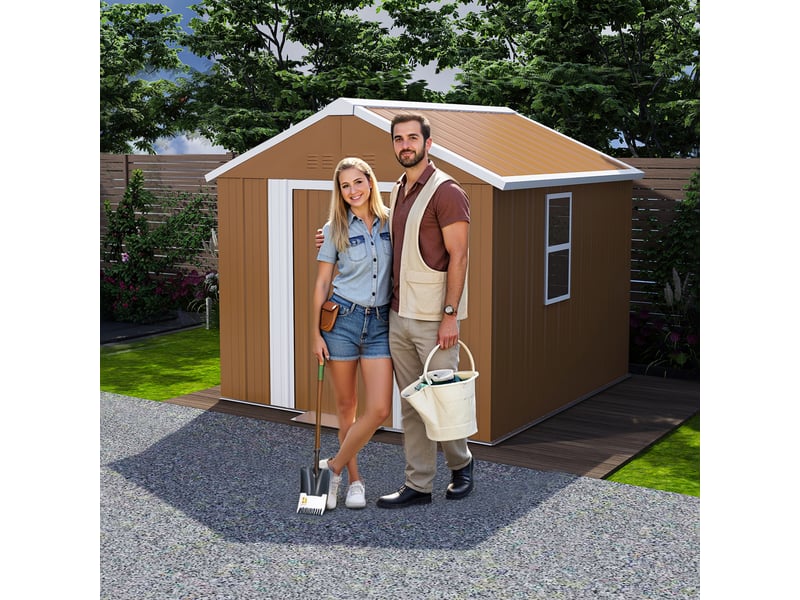  Abri de jardin en acier 1,8 × 1 m, porte verrouillable, fenêtre et ventilation, sans plancher  - Conforama E