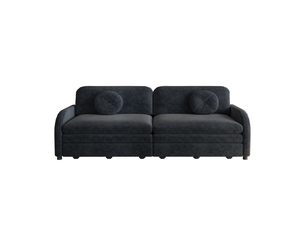 Canapé-lit 206 cm fonction couchage coussins amovibles poches de rangement latérales revêtement en chenille coloris noir