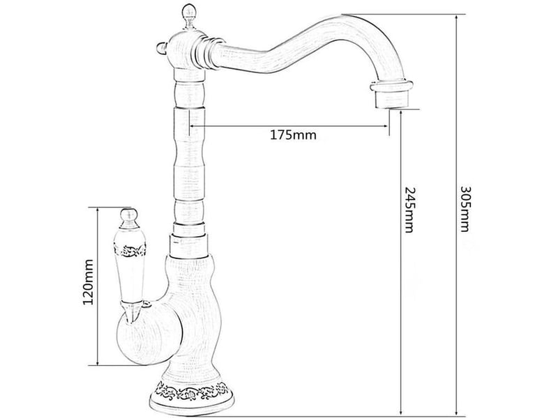  Robinet lavabo vintage robinet mitigeur evier cuisine avec poignée en céramique pivotant à 360° avec bec haut bronze  - Conforama C