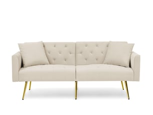 Canapé 2 places 177x78x74 cm dossier réglable métal beige