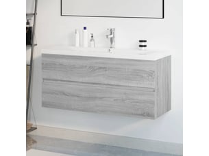 Meuble lavabo avec bassin intégré, armoire de salle de bain sonoma gris bois d'ingénierie cf65568