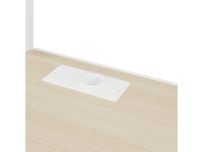 Lit mezzanine 90x200 cm métal blanc – bureau intégré, échelle avec rangement, bande led et usb, sans matelas  - Conforama E