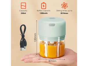 Hachoir électrique 250 ml, mixeur hachoir rechargeable usb, portable mini coupe legumes avec 3 lames en acier inoxydable (vert)