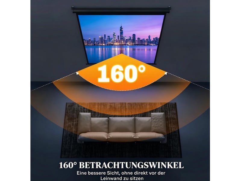  Écran de projection 85 pouces 146 x 146 cm – noir – format 1:1 4k hd, réglage de hauteur mural  - Conforama E