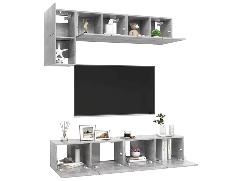  Ensemble de meubles tv 5 pcs gris béton bois d'ingénierie shl5010  - Conforama C