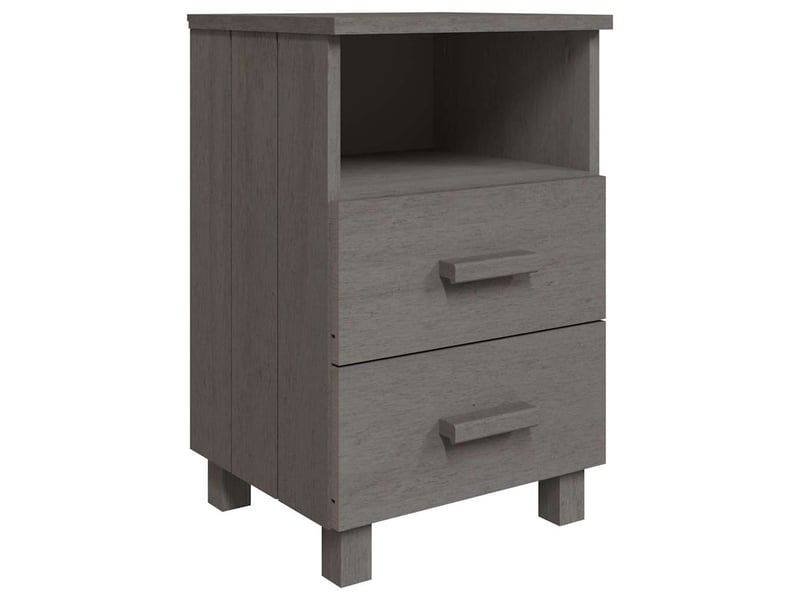  Lot de 2 tables de chevet - cabinet de chevet - table de nuit hamar gris clair 40x35x62 cm bois massif  - Conforama B