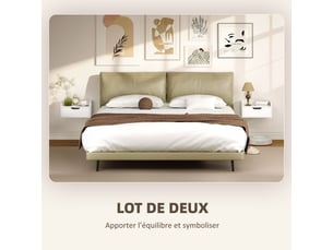 Lot de 2 tables de chevet murales tables de nuit suspendues tiroir dim. 40l x 30l x 19,5h cm plateau aspect bois