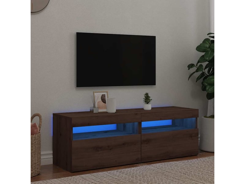Meubles tv - banc tv - meuble de rangement avec lumières led 2 pcs chêne artisanal - Conforama B