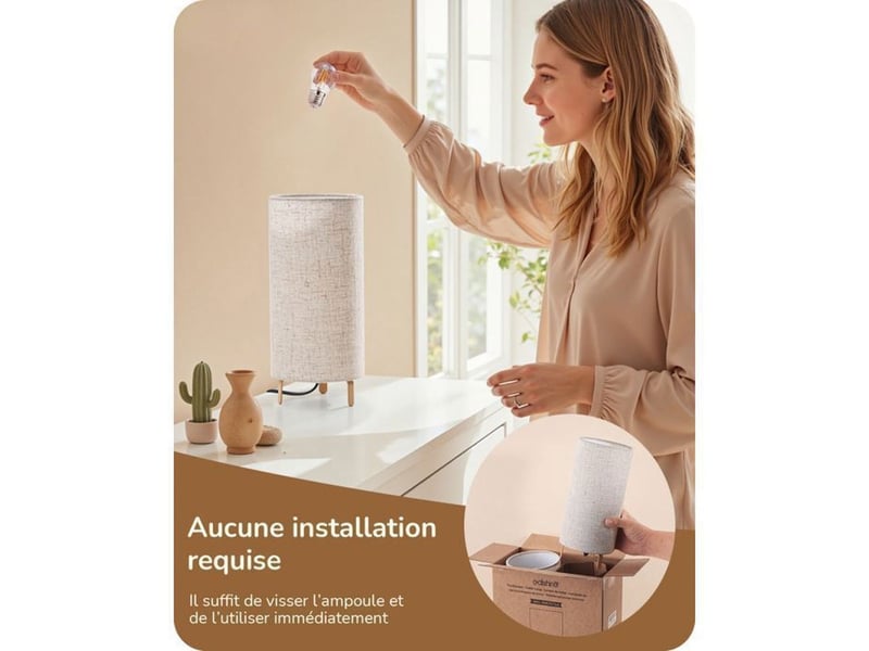  Lampe de table lot de 2 blanc abat-jour en lin 28,8 cm led e27 2700k 370618_AACUS34138_6_DROPFR - Conforama D