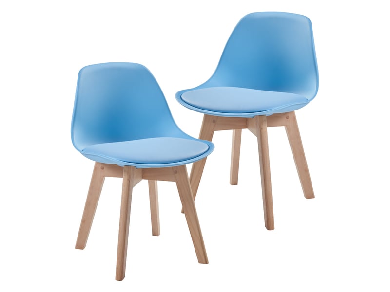  Set de 2 chaises pour enfants rembourré en similicuir pu plastique hêtre bleu ciel 03_0010574  - Conforama A