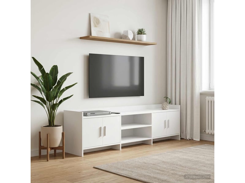  Meuble tv - banc tv - meuble de rangement 168 x 33 x 47 cm blanc bois d'ingénierie  - Conforama B
