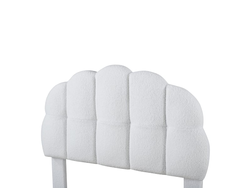  Lit simple pour enfant 90 x 200 cm, lit rembourré, sommier en bois, revêtement imitation feutre, blanc  - Conforama W