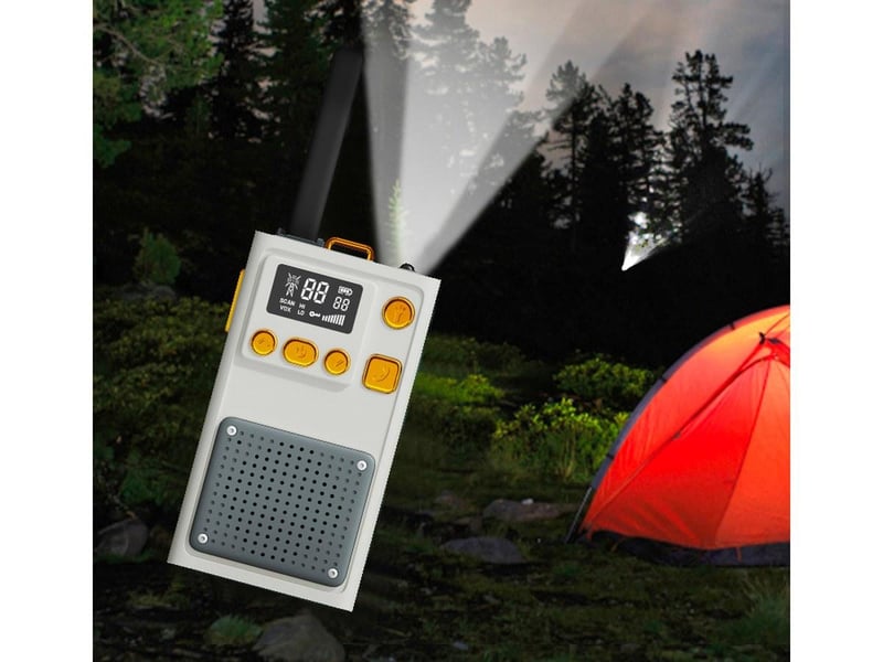 Talkie-walkies enfant - portée 5 km, vox, écran lcd, lampe torche - beige et vert - lot de 2 GTK394 - Conforama C