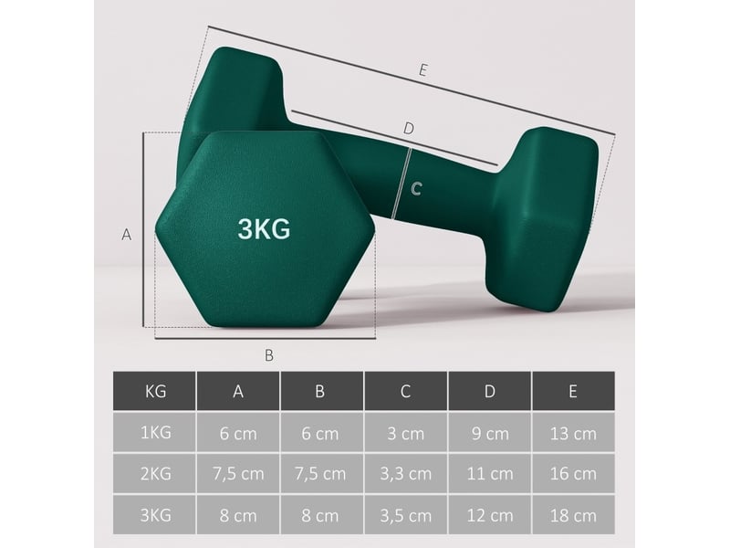  Set de 6 haltères hexagonaux 1, 2 et 3 kg gris en métal, support convertible pour entraînement fitness  - Conforama C