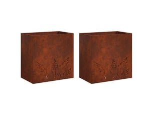 Jardinière - cache-pot de jardin 2 pcs rouillé 50 x 30 x 49 cm acier patiné