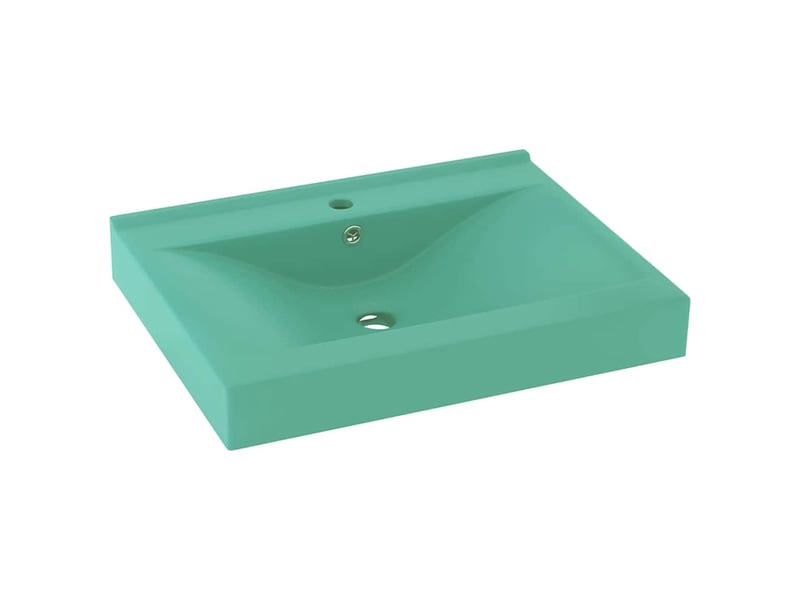  Lavabo de bain, vasque à poser avec trou de robinet vert clair mat 60x46 cm céramique cf65632  - Conforama A