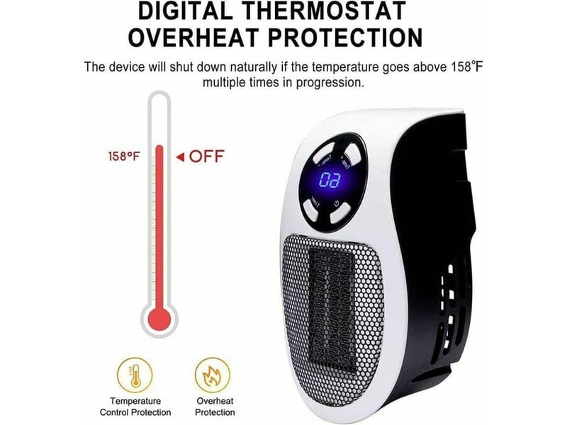 Chauffage soufflant, chauffage d'appoint portable à économie d'énergie avec thermostat et minuterie, ensemble de deux pièces, 500 w, blanc - hrc0004581ly HRC0004581LY - Conforama C