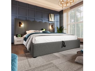 Lit coffre 160x200 cm    coloris gris
