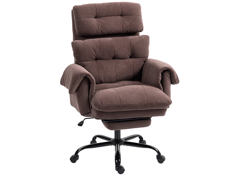  Chaise de bureau avec dossier réglable, chaise de bureau à roulettes rembourrée, fauteuil rembourré, réglable en hauteur, acier, marron  - Conforama A