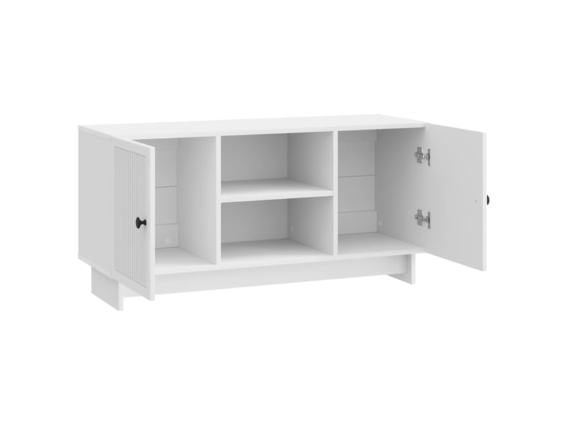 Meuble tv - banc tv - meuble de rangement 102 x 34,5 x 50 cm blanc brillant bois d'ingénierie  - Conforama D