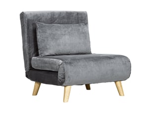 Fauteuil convertible dossier inclinable tissu aspect velours gris 72 x 78 x 79 cm