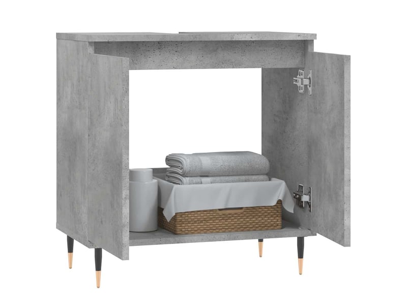  Amoire de salle de bain gris béton 58x33x60cm bois d'ingénierie shl9468  - Conforama C