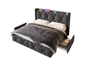 Lit coffre 140x200 cm coloris gris