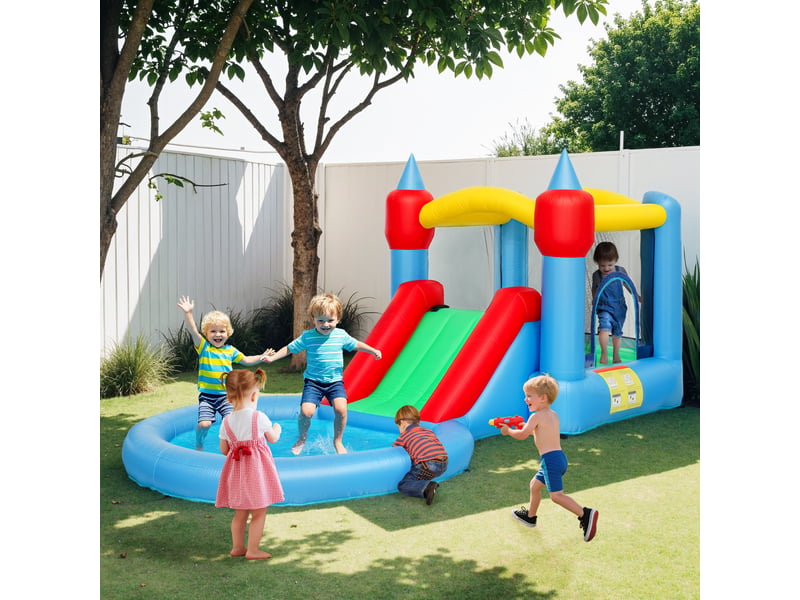  Château gonflable 4 en 1 : trampoline avec toboggan, 415 x 205 x 190 cm, multicolore  - Conforama C