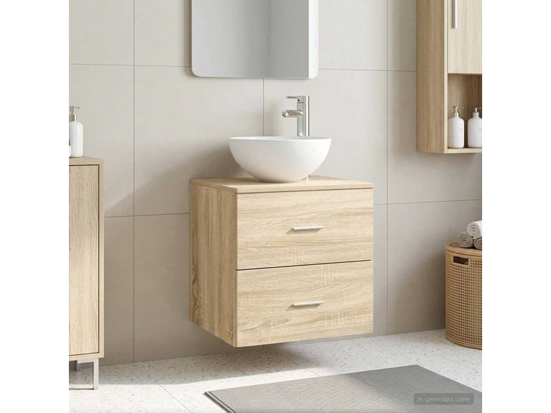 Meuble lavabo mural, meuble de rangement chêne sonoma 49.5x35x63 cm - Conforama B