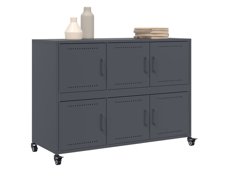  Buffet - bahut - meuble de rangement anthracite 100,5x39x72 cm acier  - Conforama D