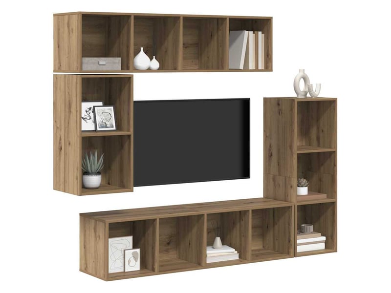  Ensemble meuble tv - banc tv - meuble de rangement 4 pcs chêne artisanal bois d'ingénierie  - Conforama C