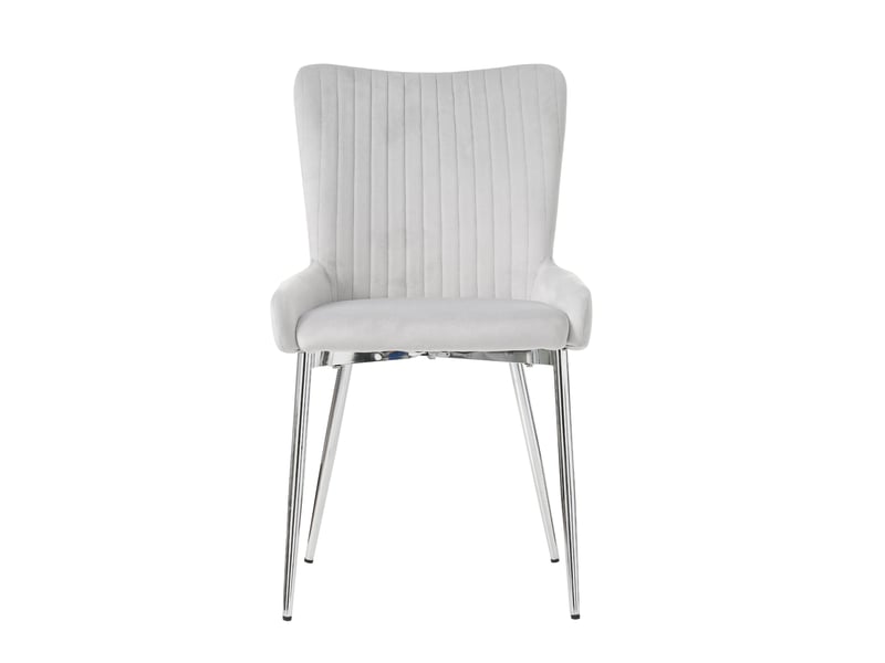  Chaises de salle à manger lot de 6 avec soutien lombaire  - pieds métal argenté velours gris  - Conforama A