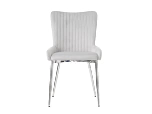 Chaises de salle à manger lot de 6 avec soutien lombaire  - pieds métal argenté velours gris