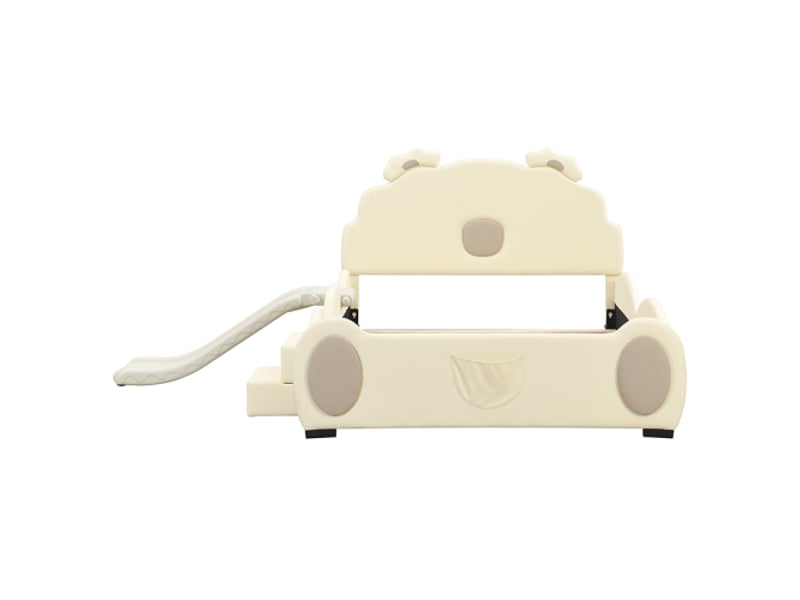  Lit enfant 140x200 cm, avec toboggan et échelle, en pu, beige, sans matelas  - Conforama E