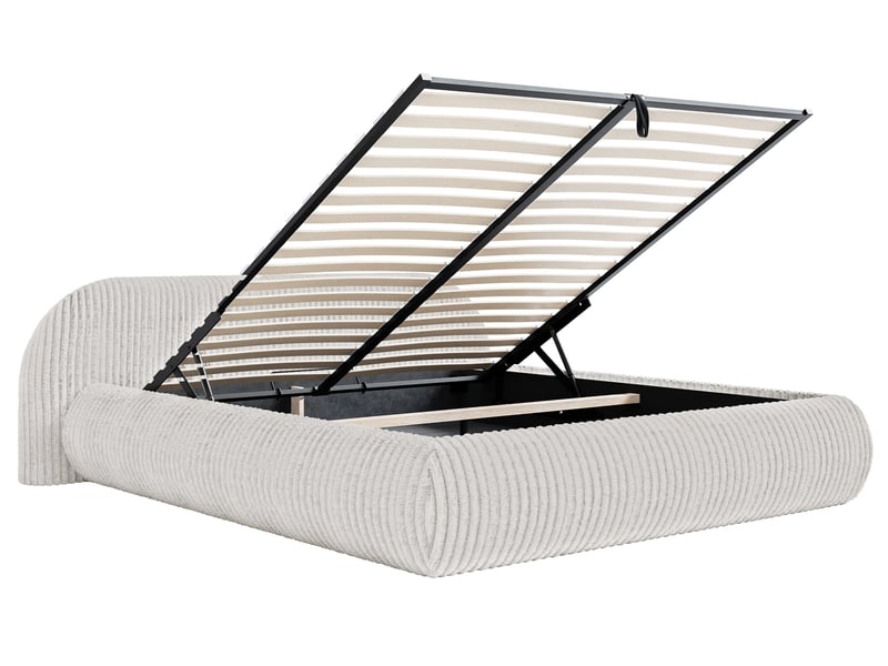 Selsey shels - lit rembourré - 200x200 cm - velours côtelé gris clair Shels Low - Conforama D