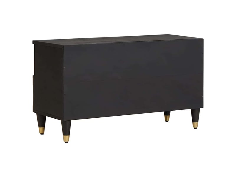  Meuble tv - banc tv - meuble de rangement noir 80 x 33 x 46 cm bois de mangue massif  - Conforama E