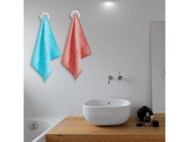  Crochets pour peignoirs de salle de bain, lot de 2 adhésifs pour serviettes, porte-serviettes de cuisine, blanc  - Conforama E