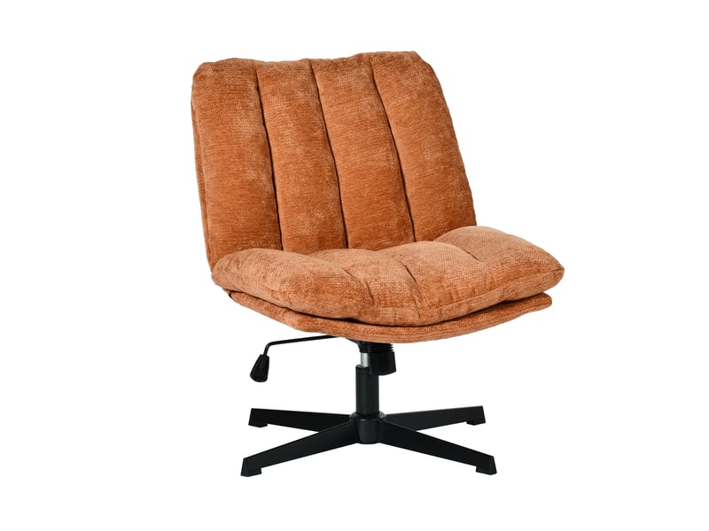  Fauteuil salon pivotant sur 360°, réglable en hauteur, sans accoudoirs, en tissu chenille, rouge  - Conforama A