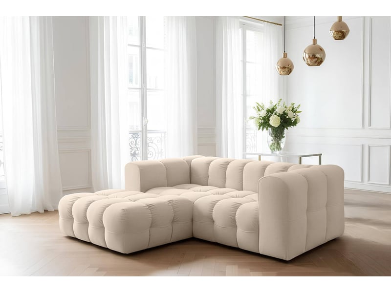 Canapé d'angle gauche miloe mini 3 places en velours - blanc MILOE - Conforama B
