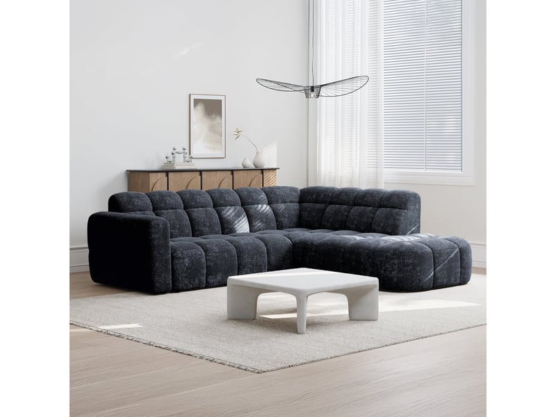 Canapé d'angle en tissu noir - angle droit - Conforama C