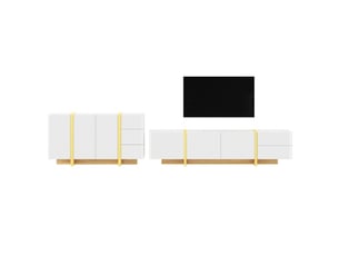 Ensemble meuble tv bas et buffet – façade rainurée, rangements pb et mdf, meuble salon moderne